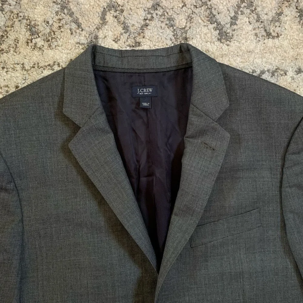 J. Crew x Tallegno 1900 Ludlow Gray Italian Wool Blazer 38R